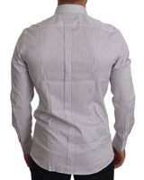 Camisa de algodón a rayas elegante de ajuste delgado