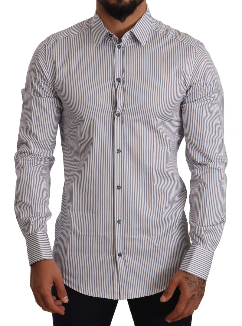 Shirt en coton à rayures élégantes Slim Fit