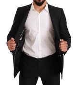 Sleek Black Virgin Wool Martini Suit