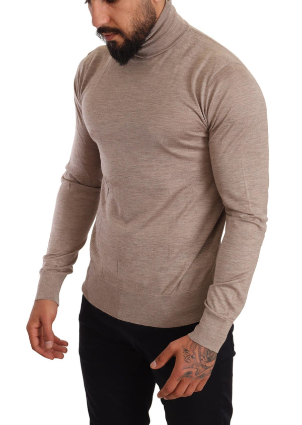 Beige Rollkragenpullover Cashmere-Silk-Mischpullover