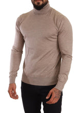 Suéter de mezcla beige turtleneck silk