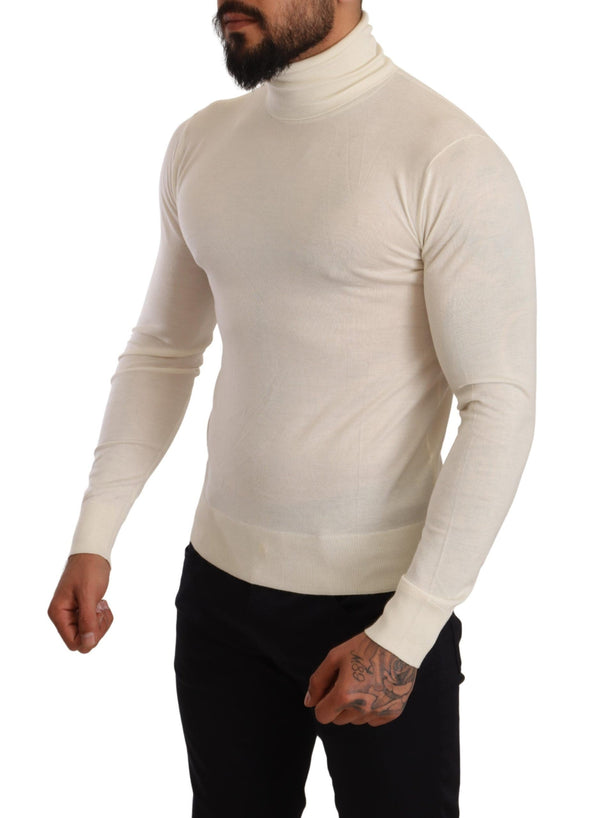 Elfenbein Kaschmir-Silk-Blend-Rollkragenpullover