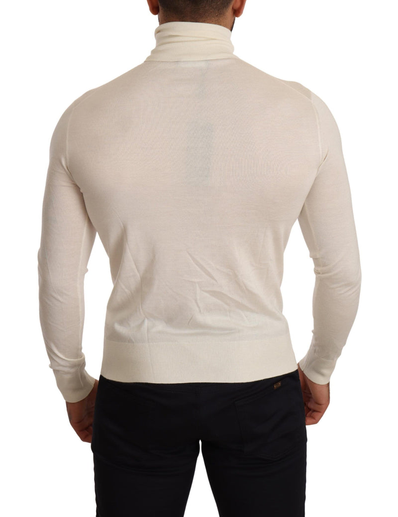 Elfenbein Kaschmir-Silk-Blend-Rollkragenpullover