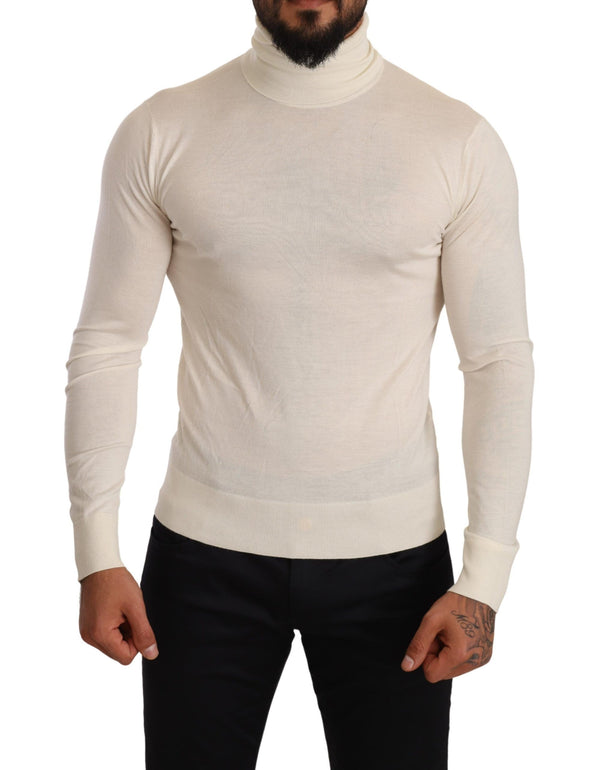 Elfenbein Kaschmir-Silk-Blend-Rollkragenpullover