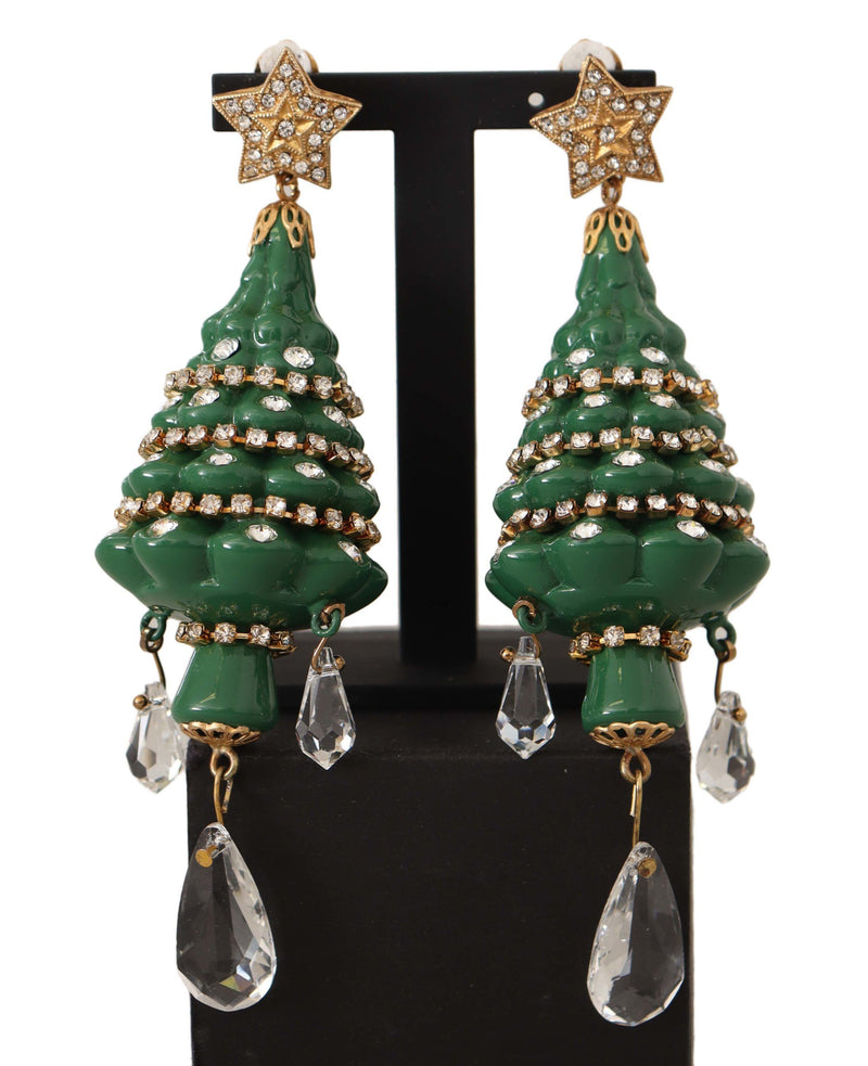 Boucles d'oreilles à arbre de Noël en cristal enchanteur