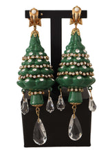 Boucles d'oreilles à arbre de Noël en cristal enchanteur