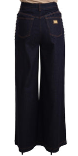 Eleganti jeans in denim flare blu scuro