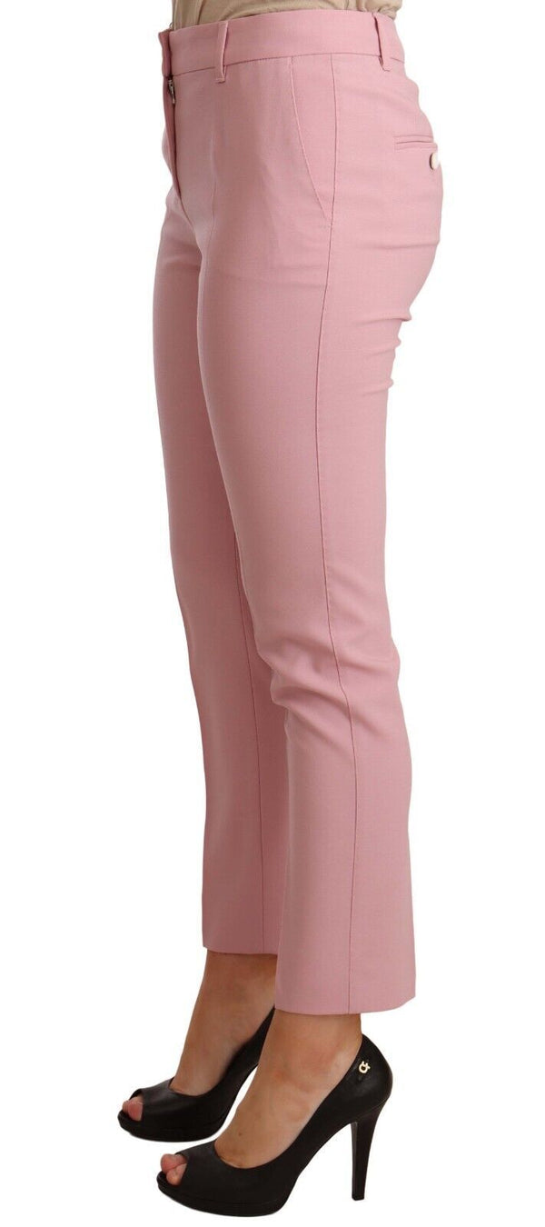 Eleganti pantaloni a corto di lana vergine rosa