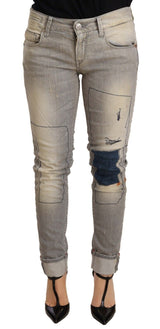 Jeans de mezclilla gris de fit chic Slim Fit