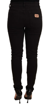 Chic Black Mid-Waist Skinny Denim Jeans