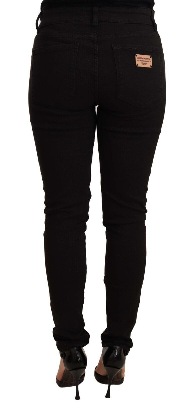 Chic Black Mid-T-Taist Skinny Denim Jeans