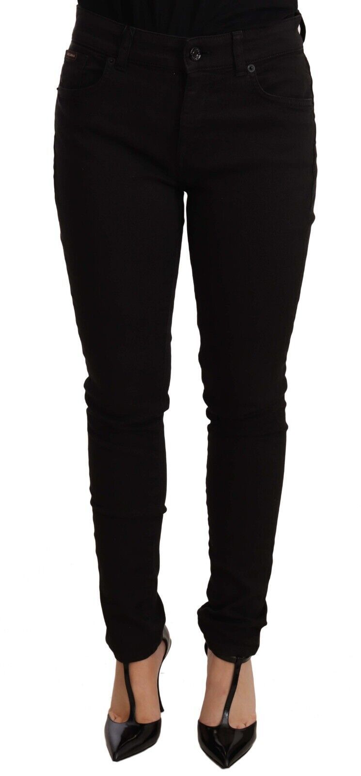 Chic Black Mid-T-Taist Skinny Denim Jeans