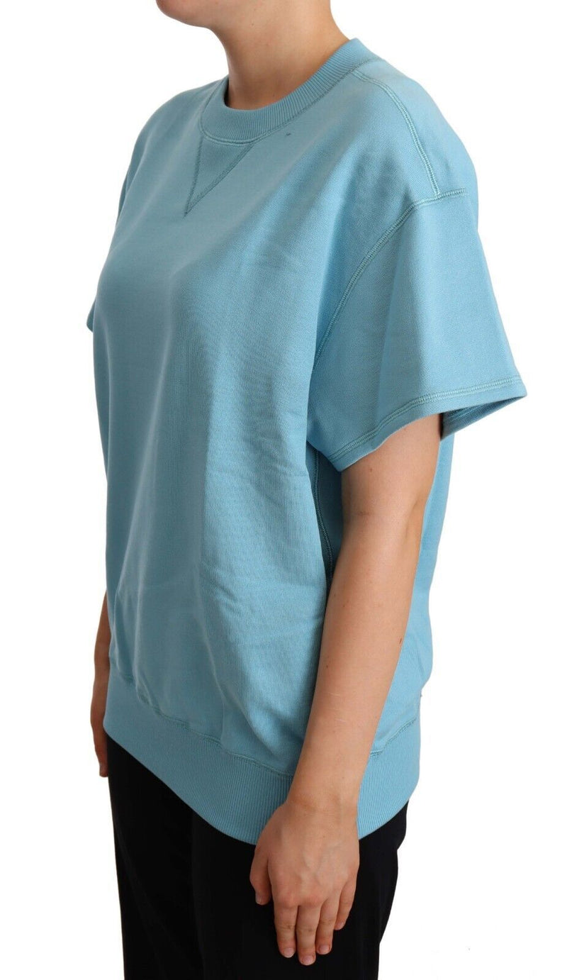 Elegant Blue Crew Neck -Baumwolltop