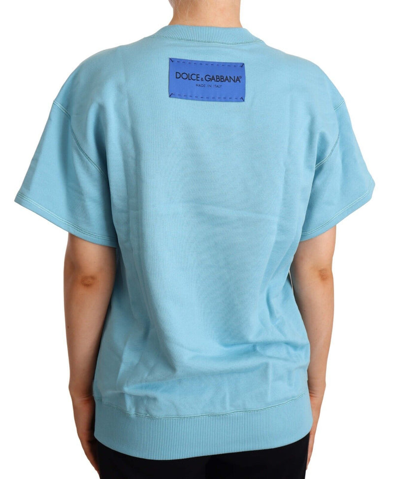 Elegant Blue Crew Neck -Baumwolltop