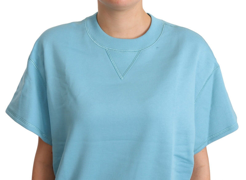 Elegant Blue Crew Neck -Baumwolltop