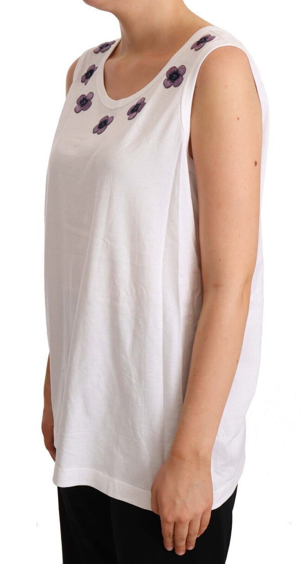 Floral Trim Logo Tank Top σε λευκό