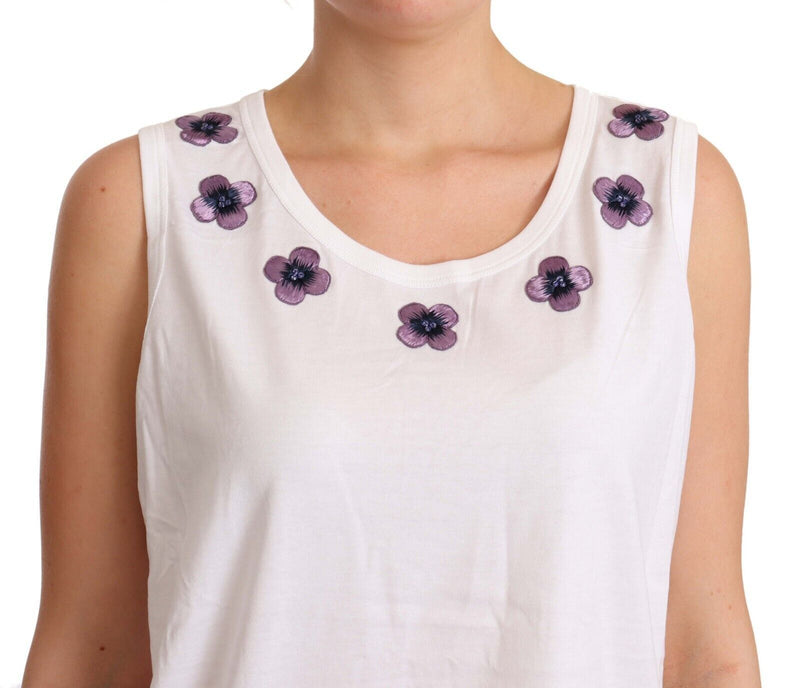 Floral Trim Logo Tank Top σε λευκό