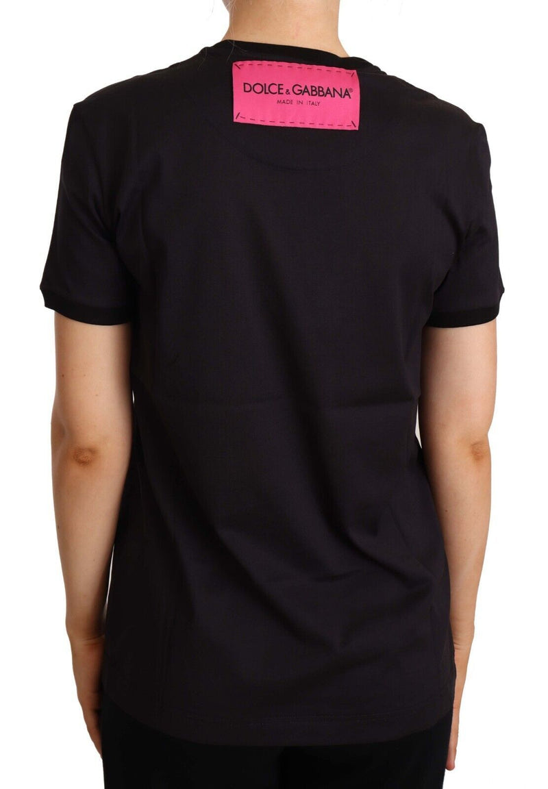 Elegante tee logo di cotone nero