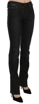 Elegante schwarze schlanke Fit Cord -Jeans