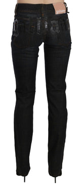 Elegantes jeans de pana de ajuste negro delgada