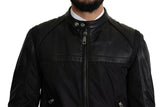 Bomber noir élégant avec accents en cuir