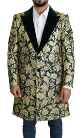 Elegant Gold Green Jacquard Sicilia Jacke