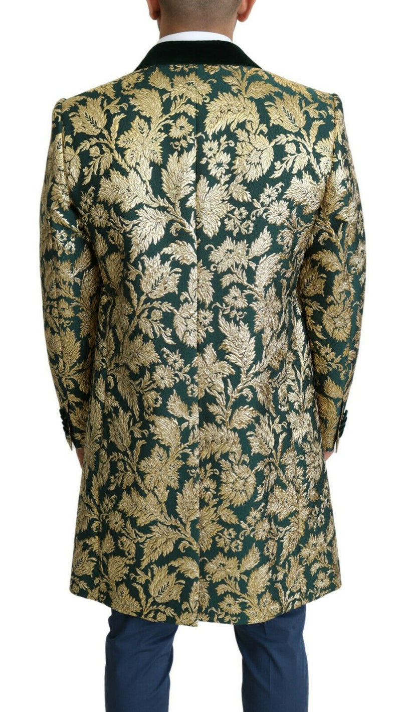 Elegant Gold Green Jacquard Sicilia Jacke