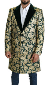 Elegant Gold Green Jacquard Sicilia veste