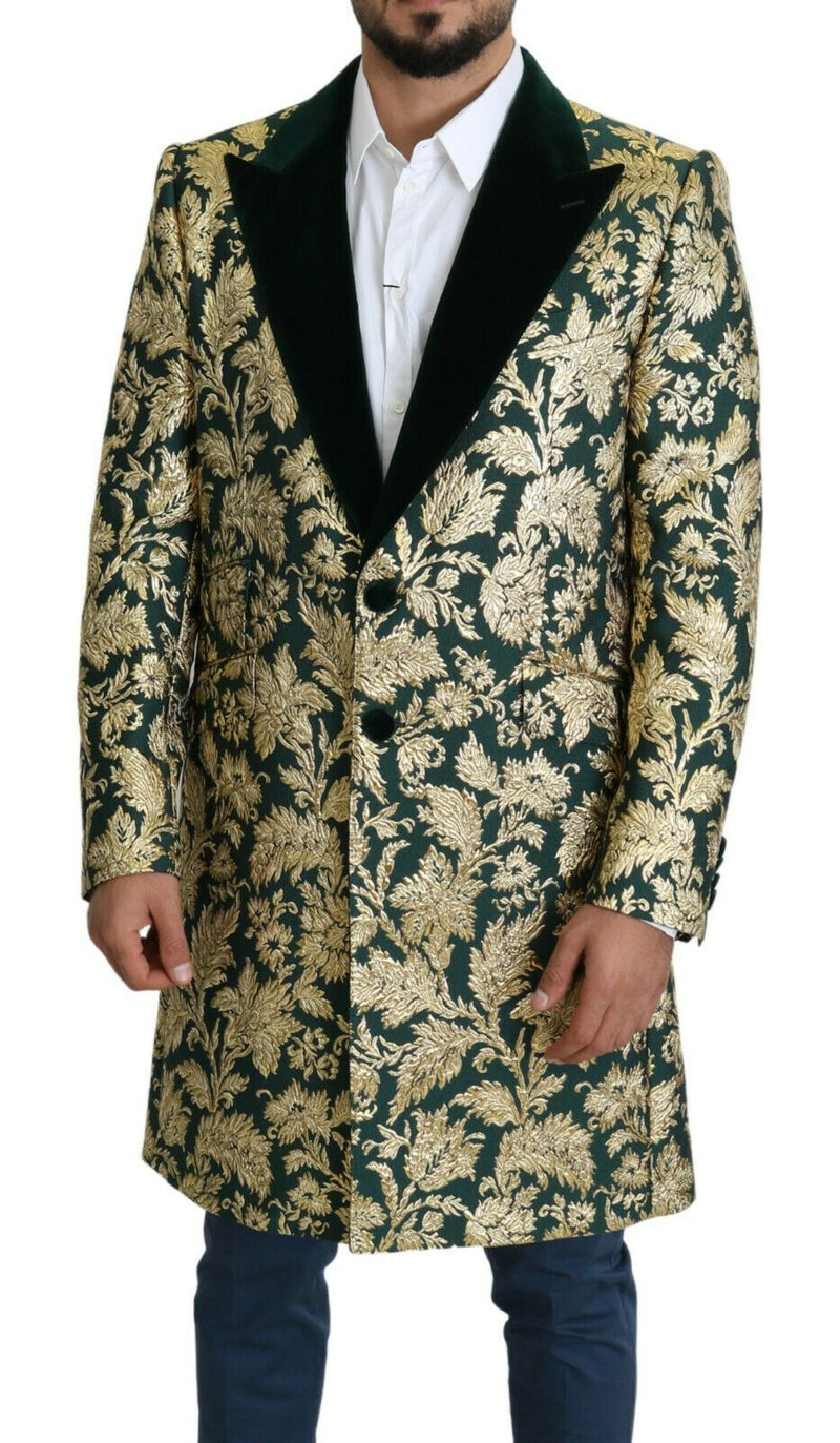 Elegant Gold Green Jacquard Sicilia Jacke