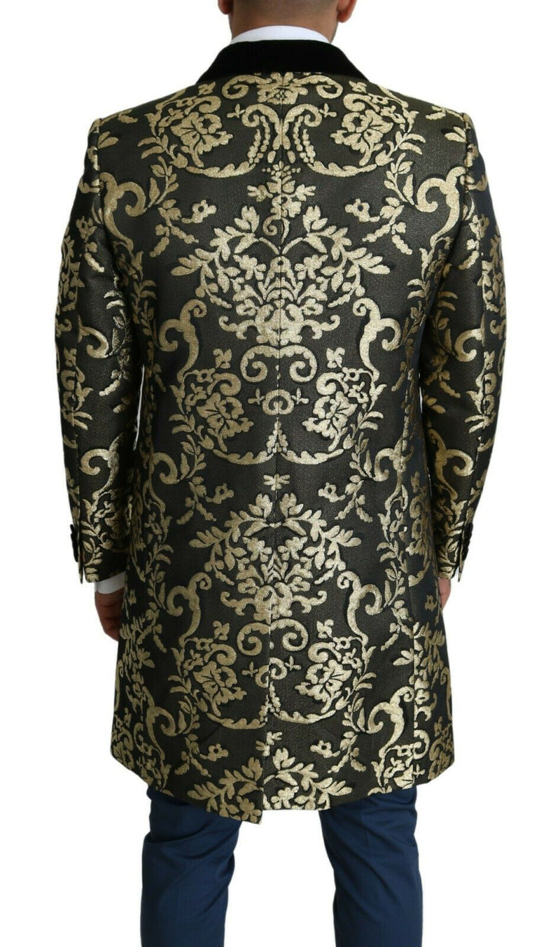 Cappotto a doppio petto di Sicilia nera oro Jacquard