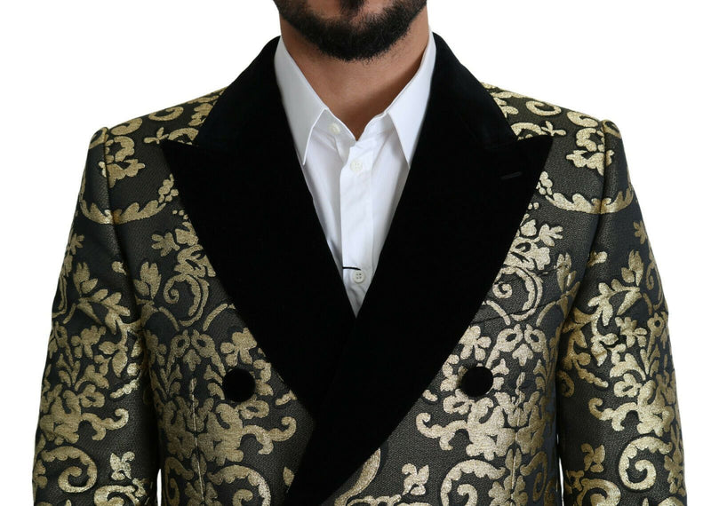 Cappotto a doppio petto di Sicilia nera oro Jacquard