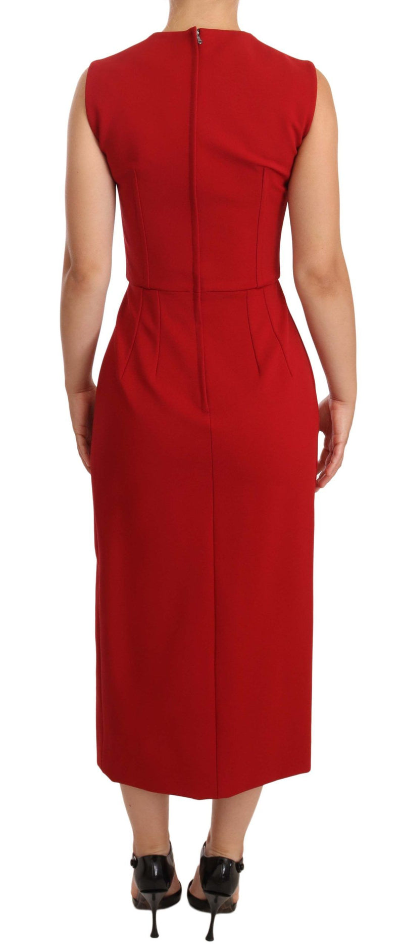 Elegante vestito midi a cuore in rosso