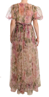 Robe maxi en nylon à imprimé floral