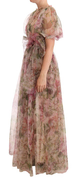 Floral Print Nylon Maxi φόρεμα