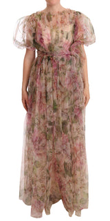 Floral Print Nylon Maxi Dress