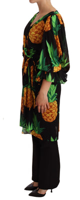 Lebendiger Ananas drapiertes Wickelkleid