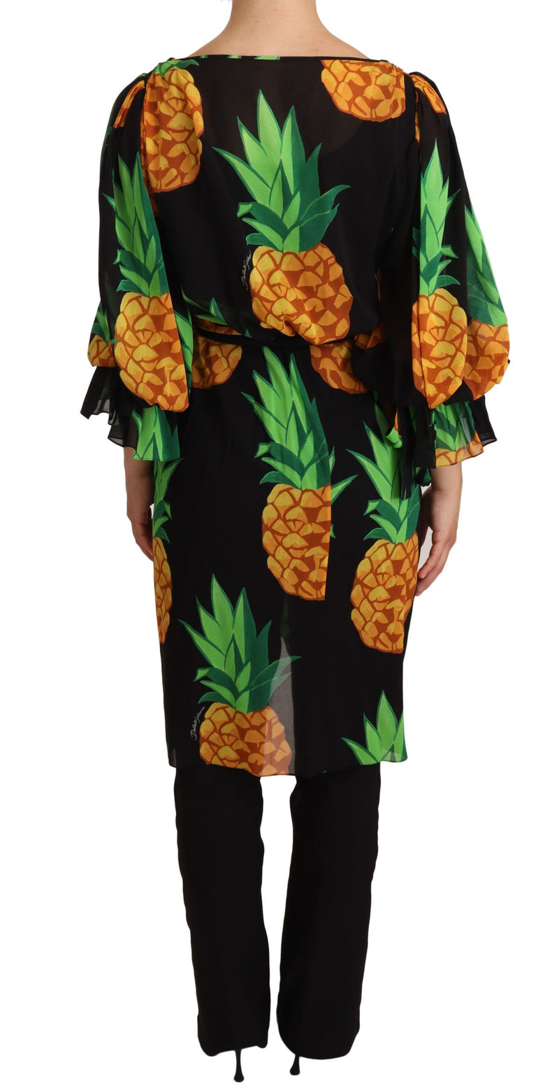 Lebendiger Ananas drapiertes Wickelkleid