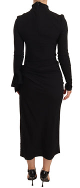 Robe de gaine à col roulé noir élégant