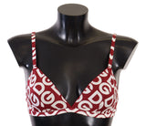 Red Cotton Logo Imprimé Designer Bra