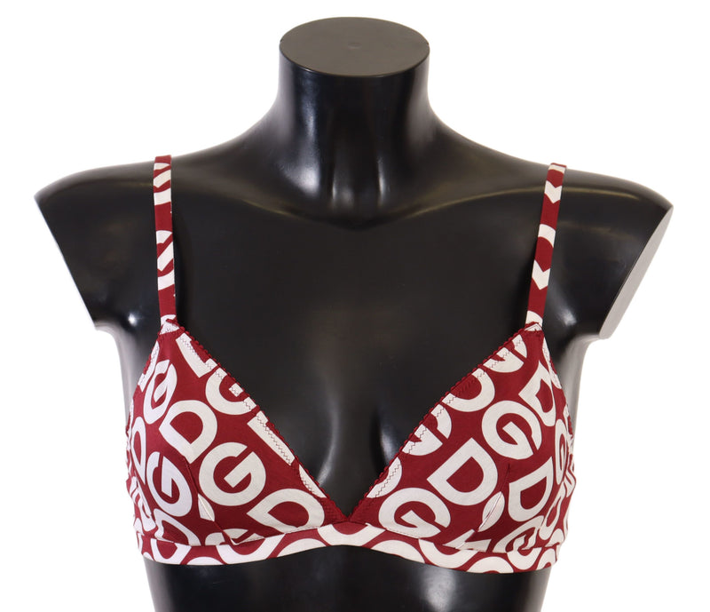 Red Cotton Logo Imprimé Designer Bra