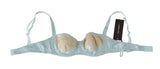 Elegant Silk Blend Balconette Bra in Light Blue