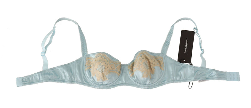 Elegant Silk Blend Balconette Bra in Light Blue