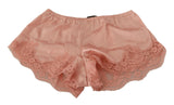 Elegante pulverrosa Seidenspitzen -Dessous Shorts