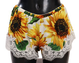 Sonnenblumen -Spitzen -Dessous -Shorts - Seidenmischung