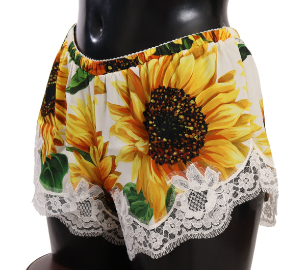 Sonnenblumen -Spitzen -Dessous -Shorts - Seidenmischung