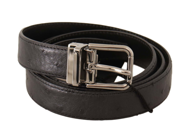 Ceinture en cuir noir élégant avec boucle argentée