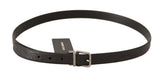 Ceinture en cuir noir élégant avec boucle argentée