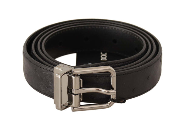 Ceinture en cuir noir élégant avec boucle argentée