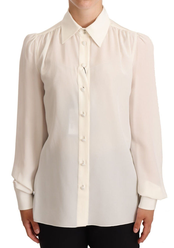 Elegante top de seda en blanco