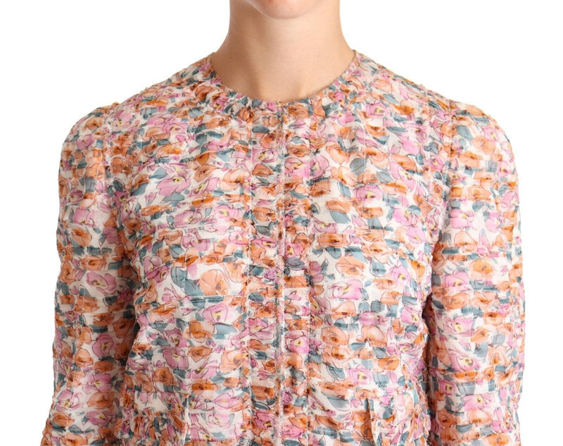 Elegante gabardina de seda floral